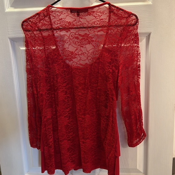 Red Ruffle Lace Top - Picture 7 of 8